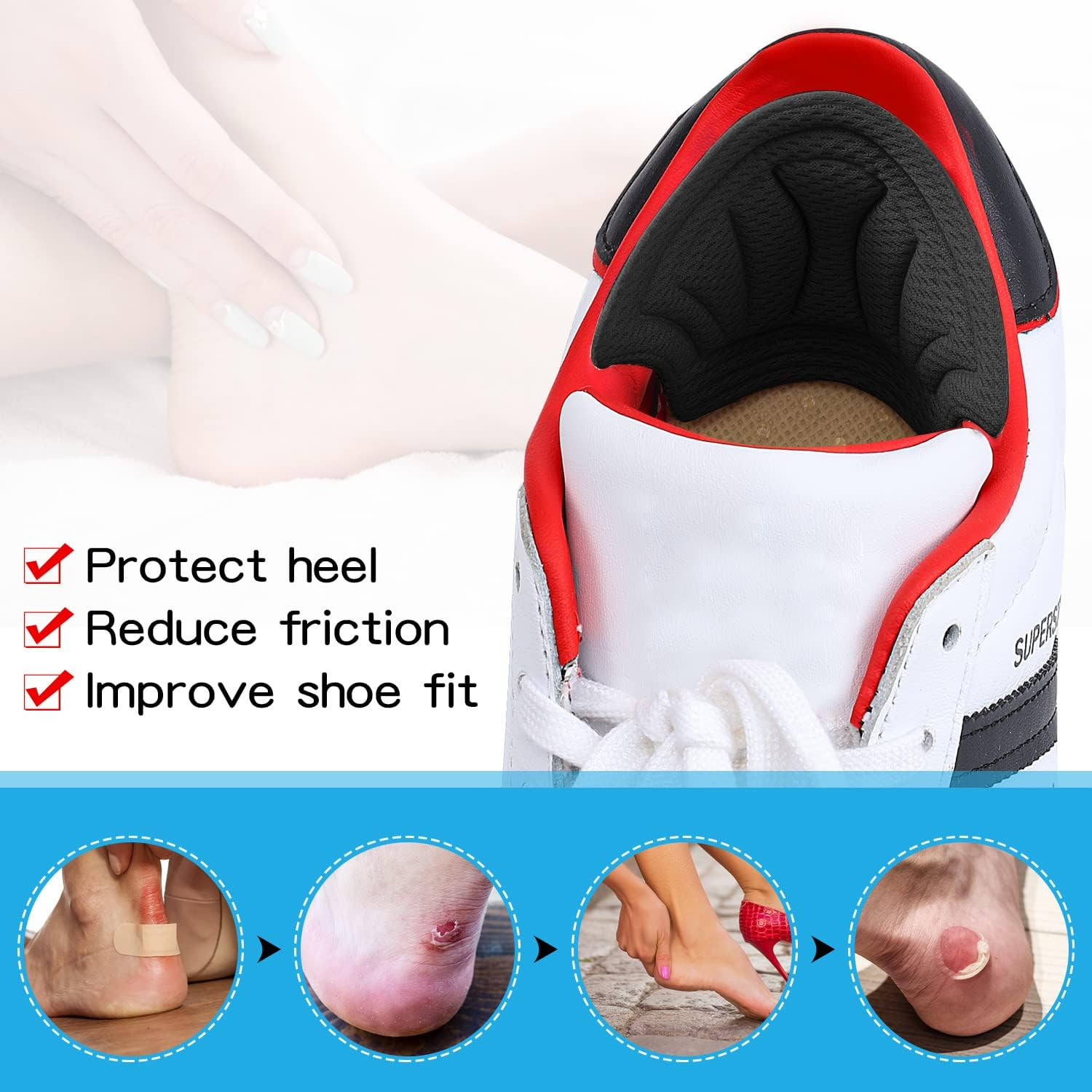 Heel Grips for Loose Shoes Heel Cushion Pads No-Slip Shoe Inserts Half Wholesale