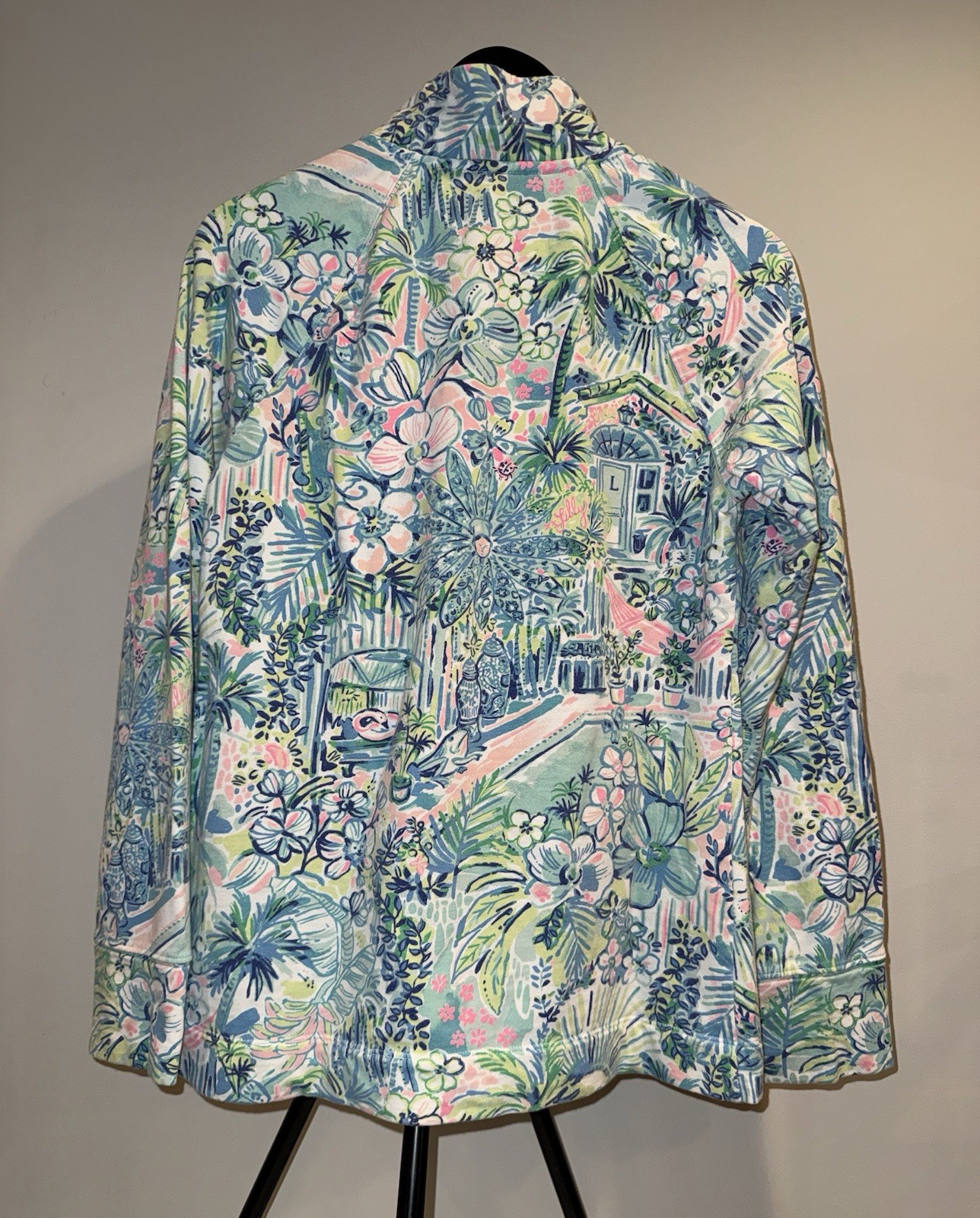 Lilly Pulitzer “Lilly’s House” print half zip pullover, sz S, see description
