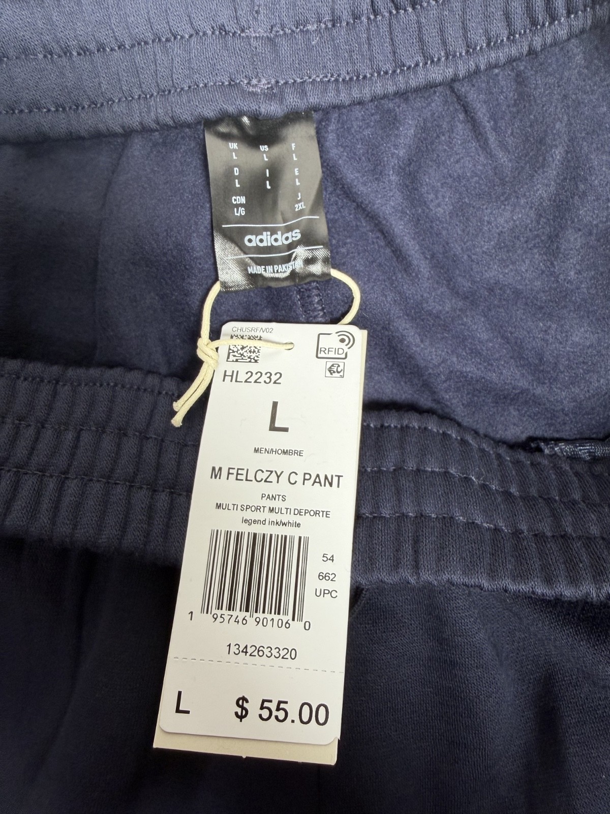 NWT Adidas Men’s Essentials Feel Cozy Cargo Joggers Navy Blue Large Regular fit