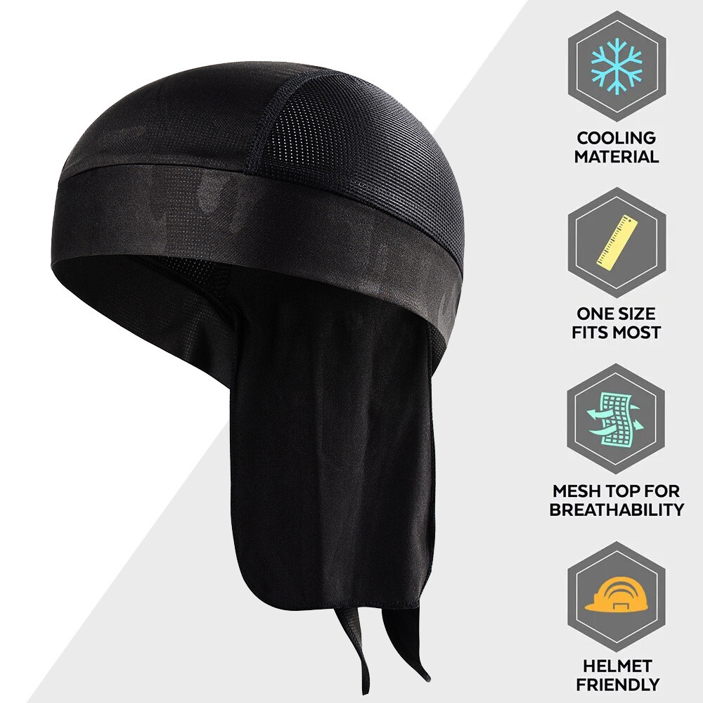 Durag Skull Cap Head Wrap Biker Motorcycle Du Do Black Bandana Paisley Doo Rag