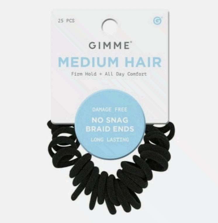 Gimme Seamless Braid End Hair Ties, Black, 25 Ct, 3 PACK