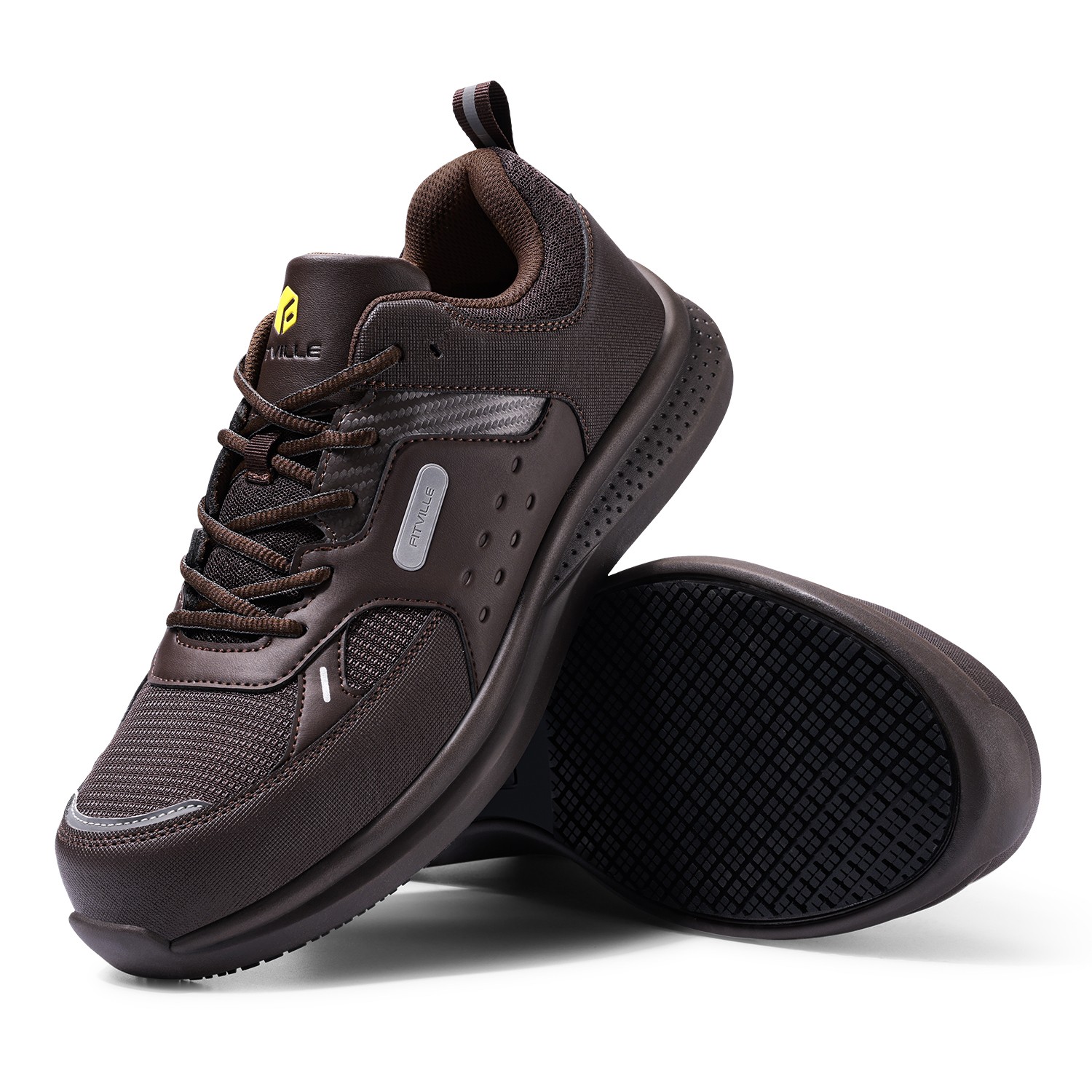 FitVille Men’s Extra Wide Work Safety Shoes Composite Steel Toe Slip Resistant
