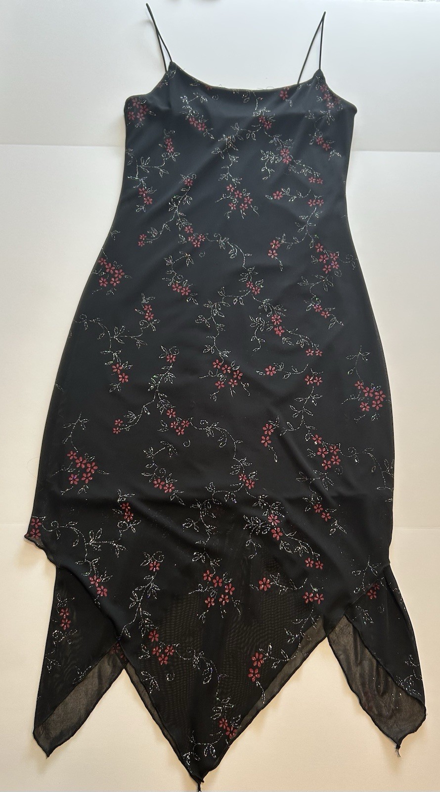 Buyer California Women’s Vintage Dress Size Large Black Sparkly Floral Print