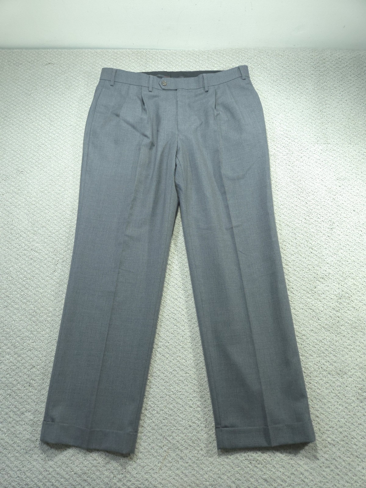 Ralph Lauren Pants Mens 36×30 Gray Wool Dress Trousers Stretch Total Performance