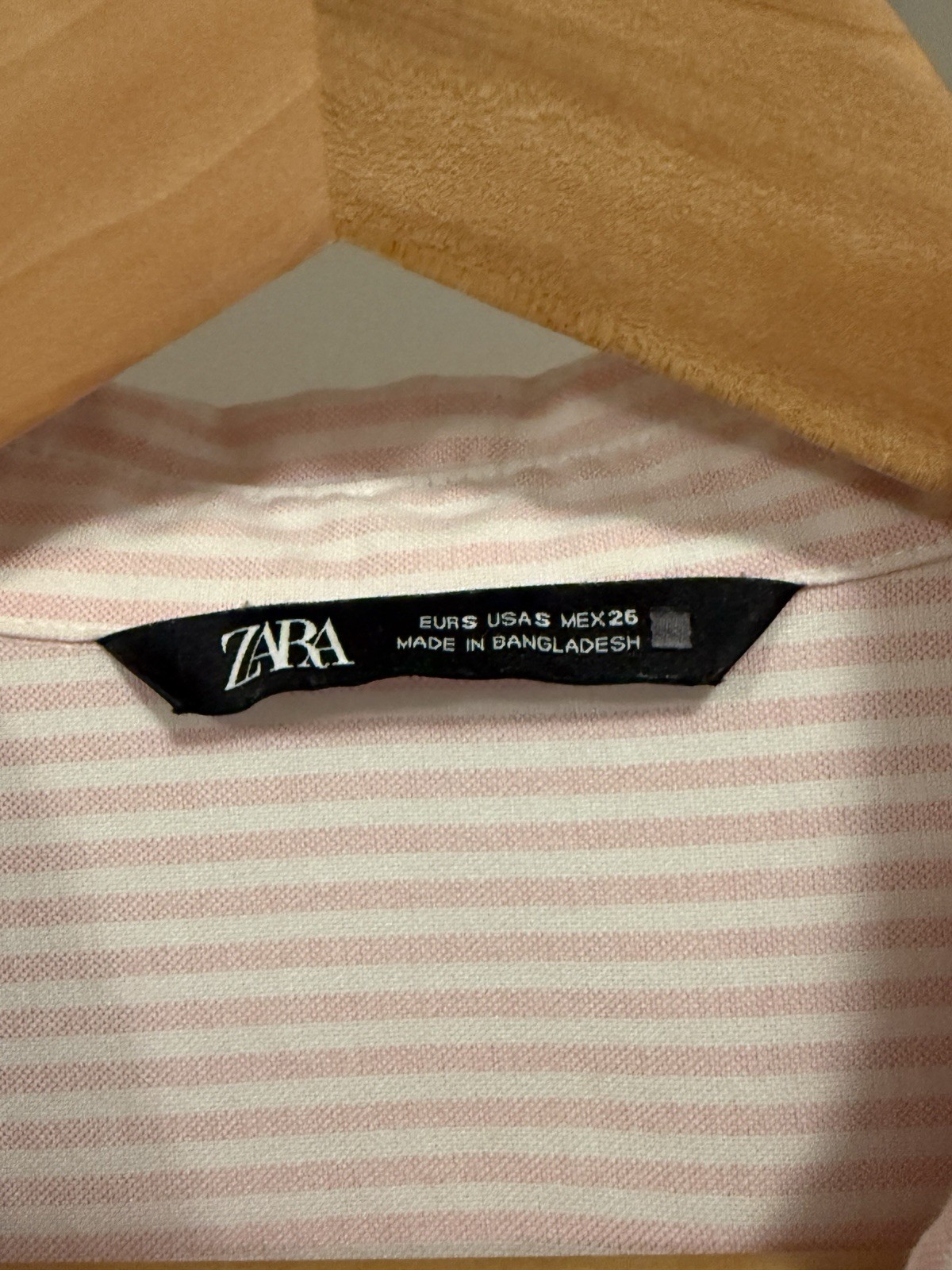 Zara Women’s Pink White Striped Collared Long Sleeve Woven Button-Up Shirt, S