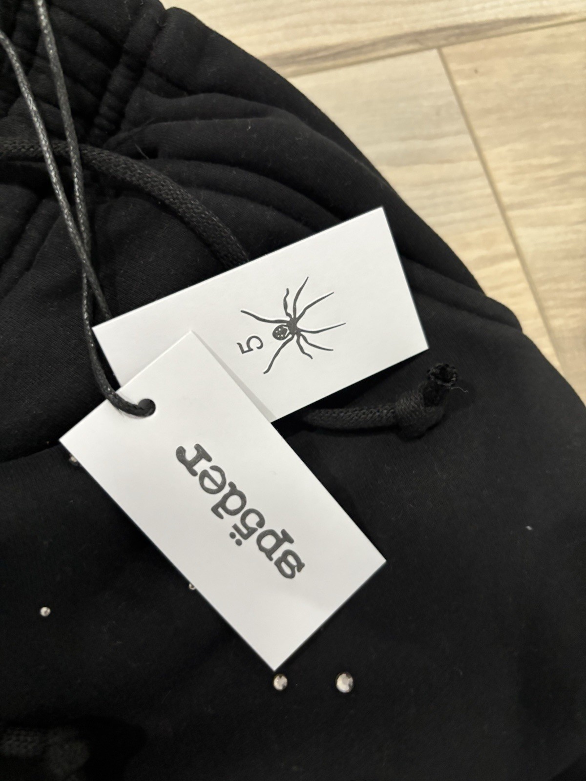 Spider Black rhinestone hoodie, Size medium, brand new, ships same day