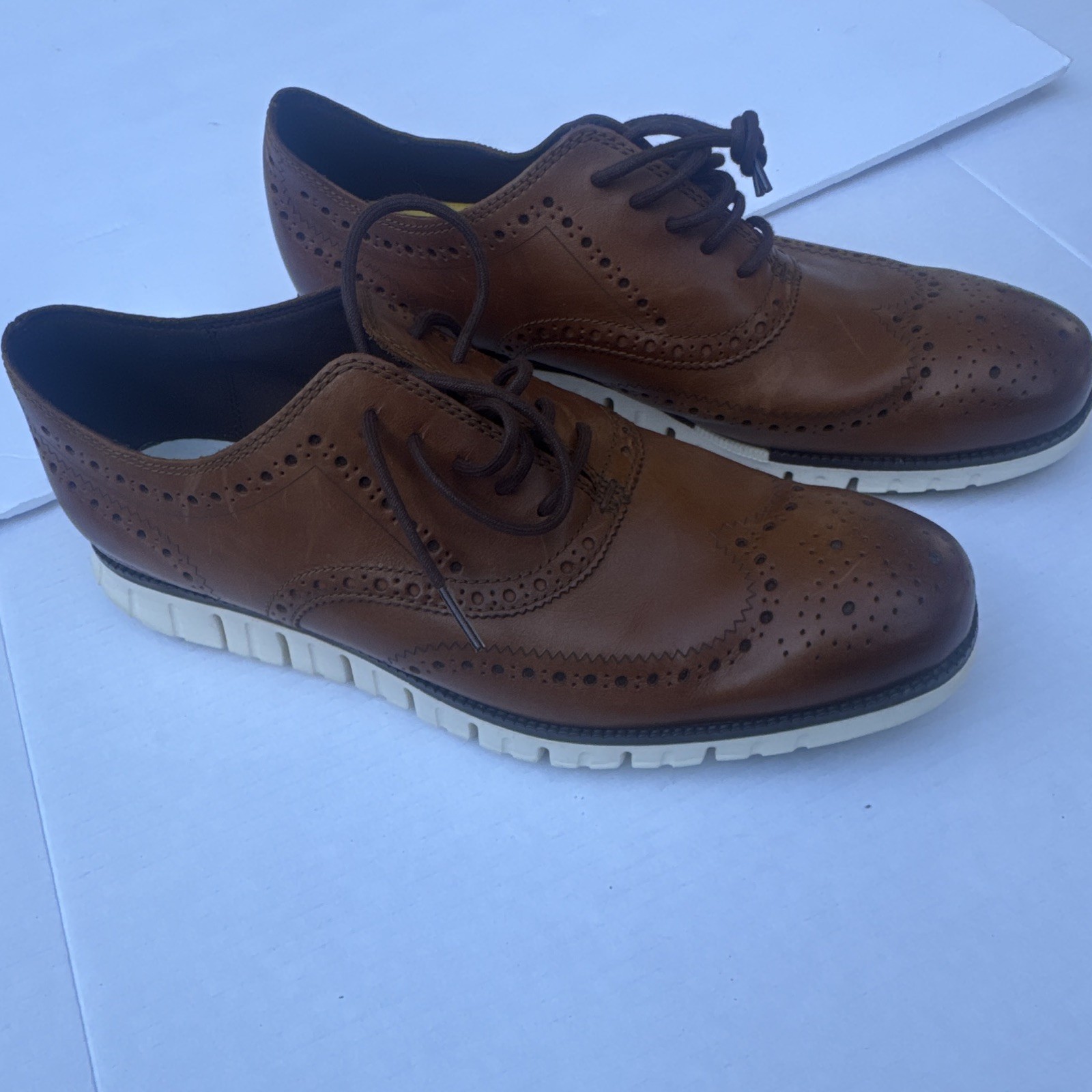 Cole Haan Men’s Leather Wingtip Oxford Dress Shoes Brown US 12 M C14493