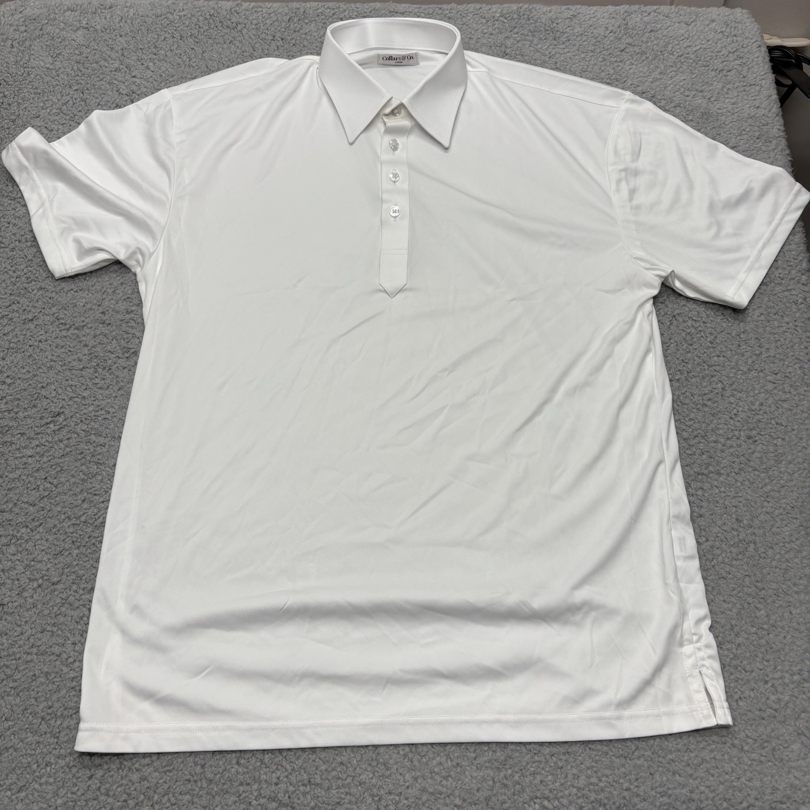 Collars and Co Mens New Dress Collar Performance Polo Shirt White Office Golf