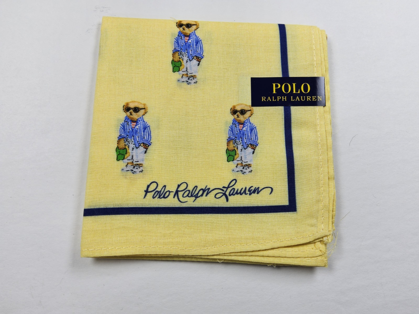 Polo Ralph Lauren Bear Handkerchief Neckerchief Bandana Scarf Pocket Square