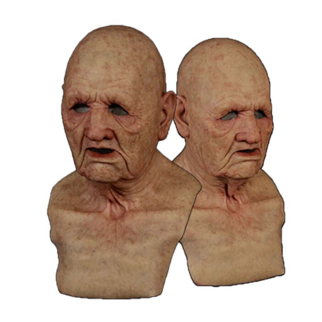 Old Man Mask Latex Halloween Cosplay Party Realistic Full Face Masks Headgear