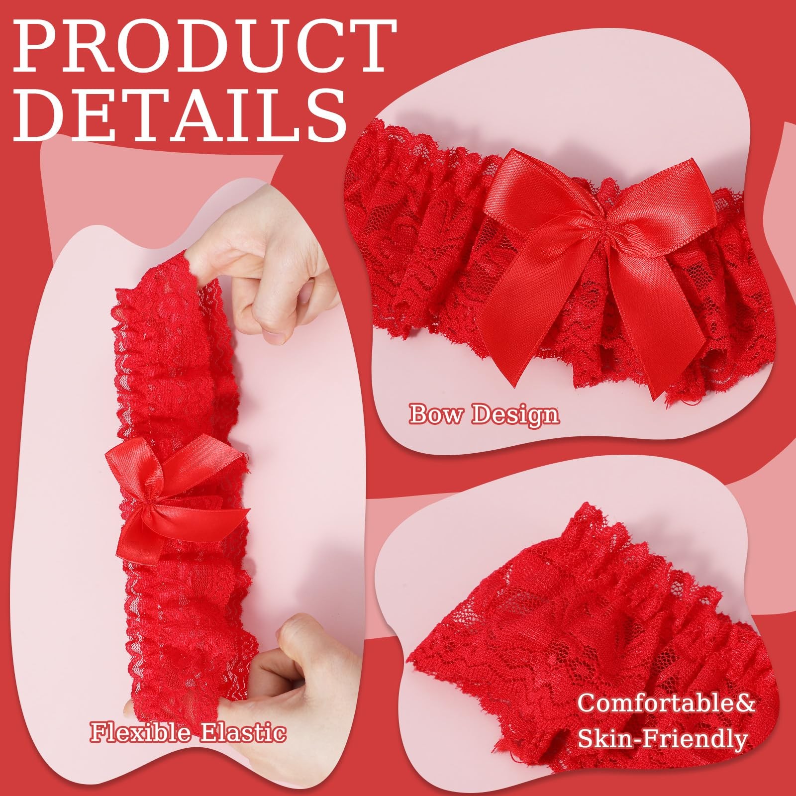 2Pcs Wedding Garter for Bride, Lace Bowknot Garter Party Prom Leg Garterr Bel…