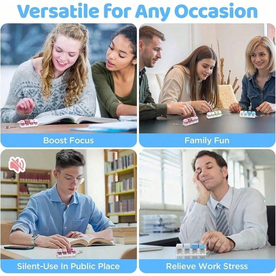 1 Pack Keyboard Fidget Toy Keychain Clicky Silent Stress Relief for Adult