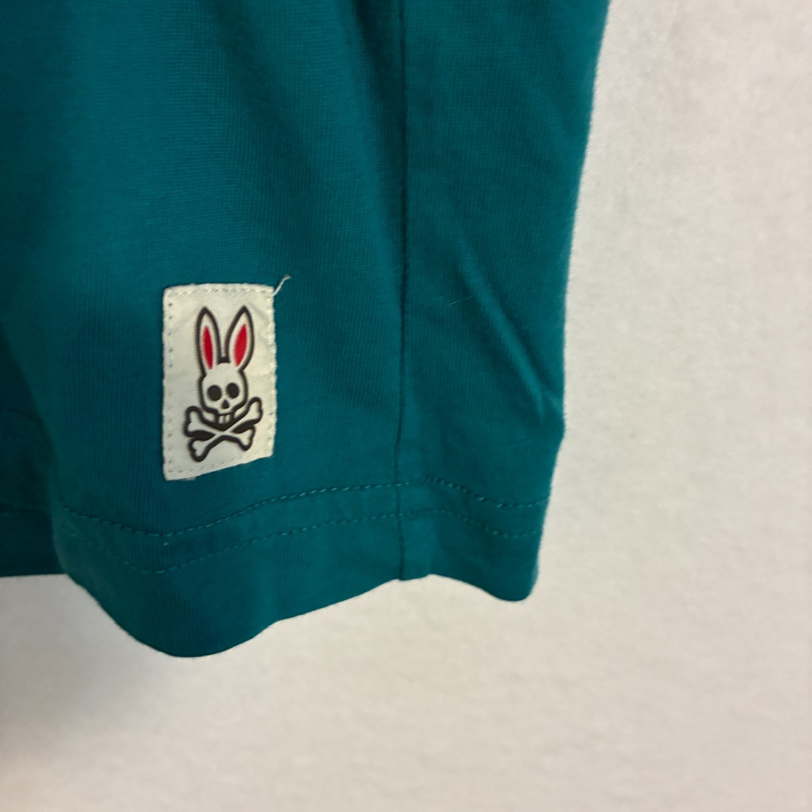 Psycho Bunny Shirt Mens Size 5 (M) Pima Cotton Neon Logo Skull Crossbones Tee