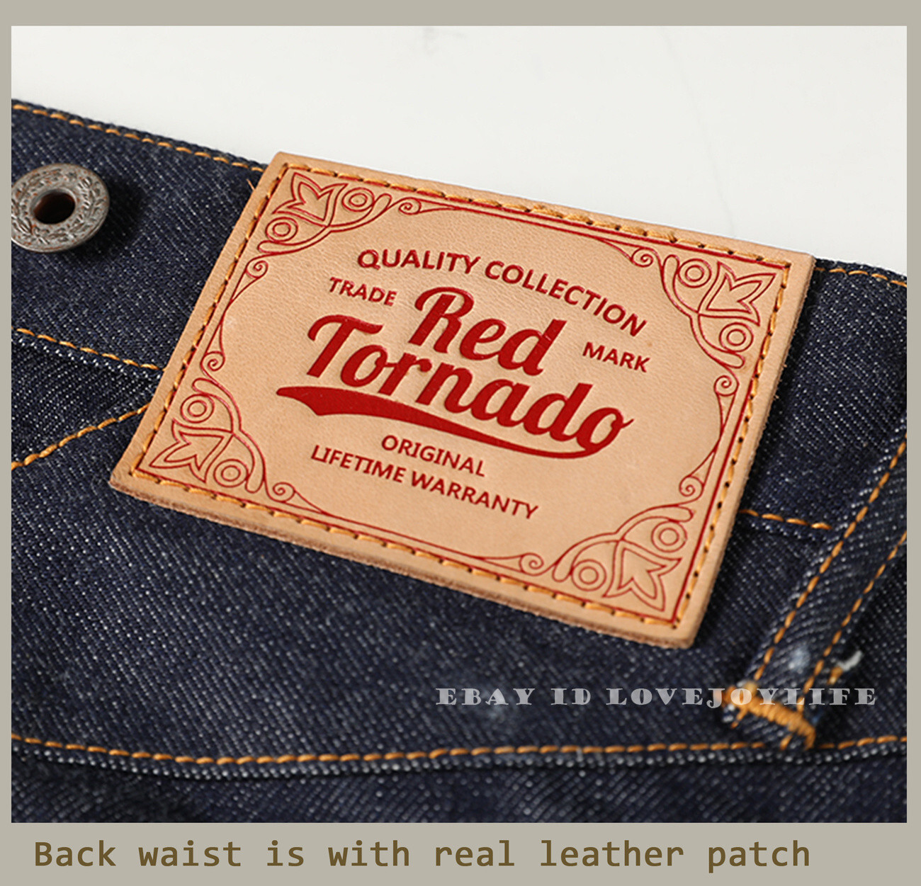 Red Tornado Vintage 16.5oz Men’s Jeans Shrink to Fit Denim Selvage Button Fly