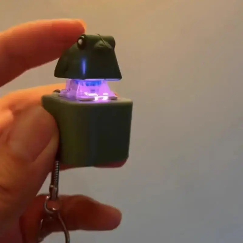 Frog Croaking Fidget Toy Keychain With Colorful Lights Stress Fun Animal Sound