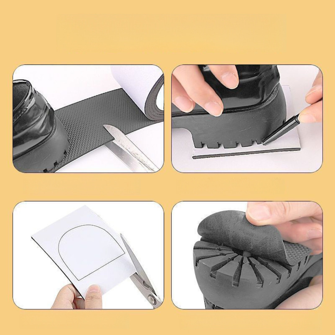 Self-Adhesive EVA Shoe Sole Repair Patch Black Rubber Anti-Slip Protector Pads