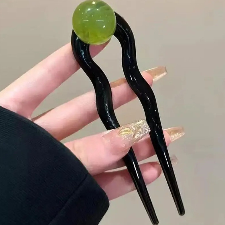 1pc Fashion Colored Pearl U-Shaped Hair Sticks Hairpin for Women Girls – NEW
