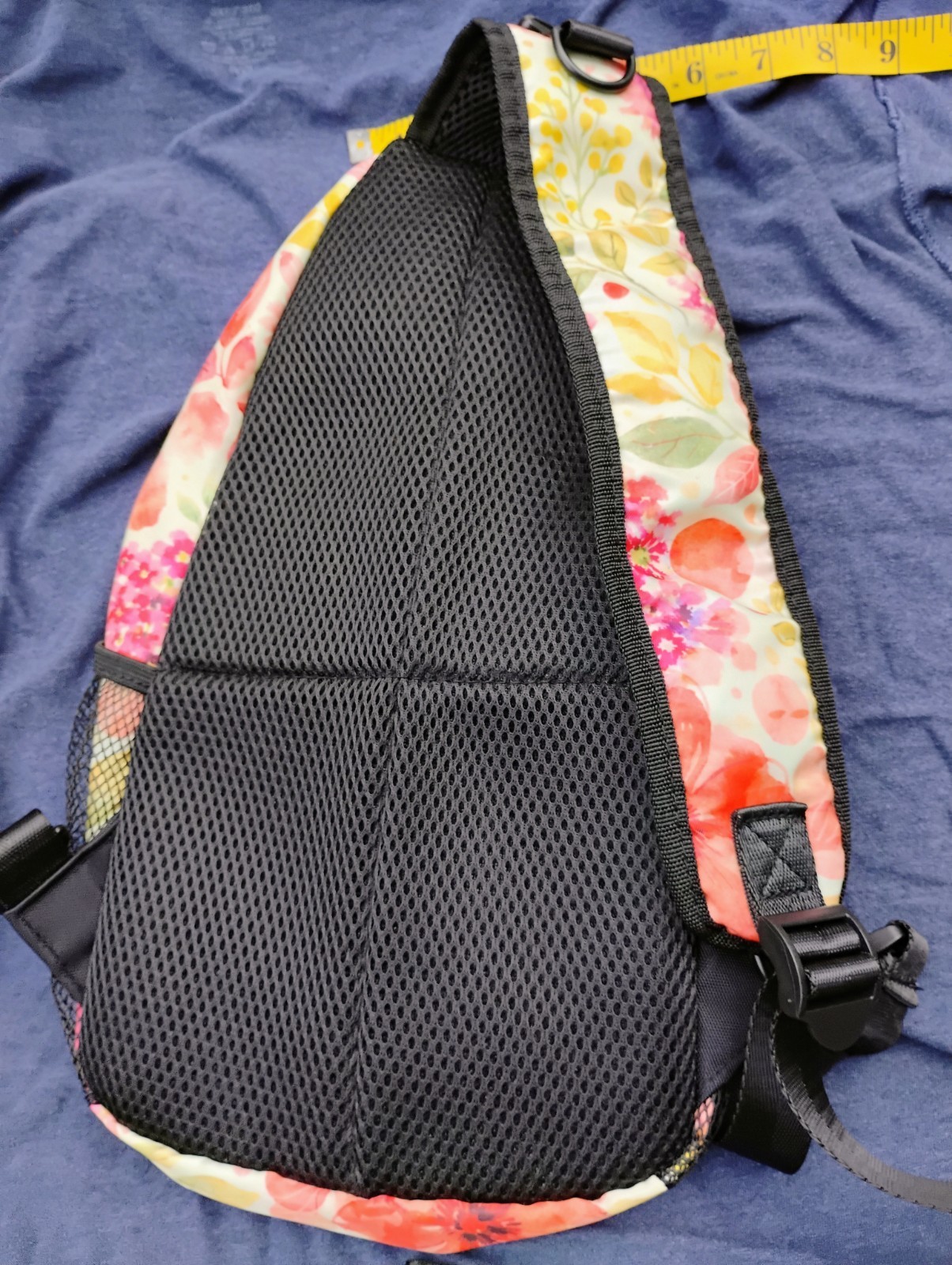 Cross body backpack sling with floral print adjustable strap