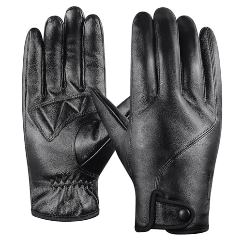Leather Gloves for Men, Super Soft Warm Cashmere Lining, Full Hand