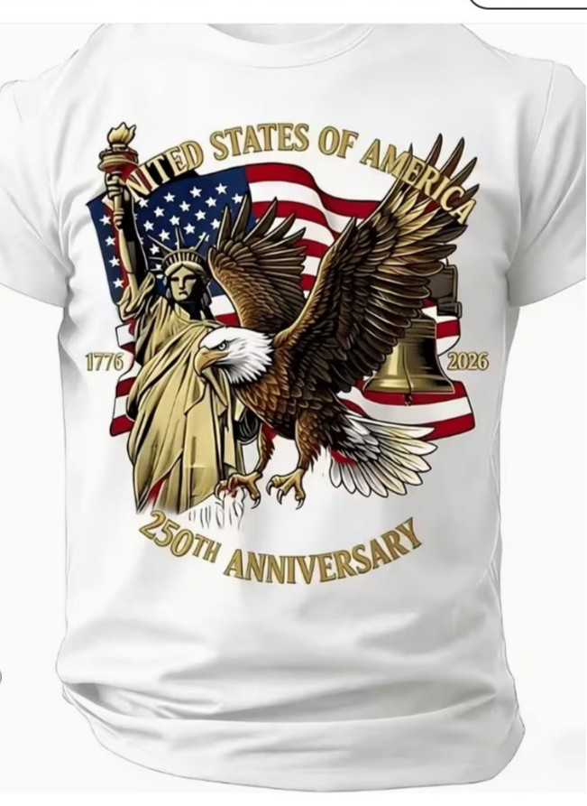 Men’s Patriotic USA 250th Anniversary T-Shirt 1776-2026 American Independence Te