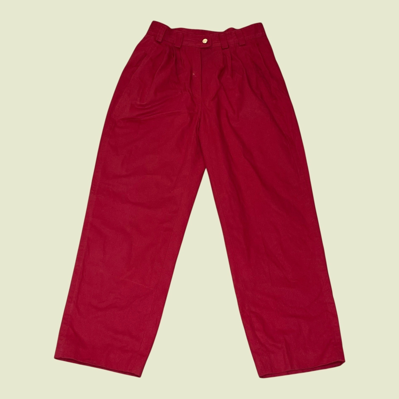 Vintage 80s MONDI West Germany Red High Waisted Pleated Trousers Womens 38 25×25