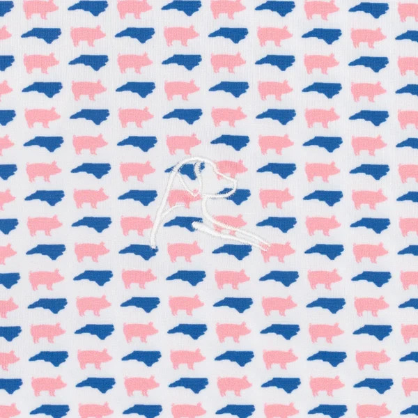 🔥 New Release! Rhoback NC BBQ Polo Performance Tech White State Pig Print