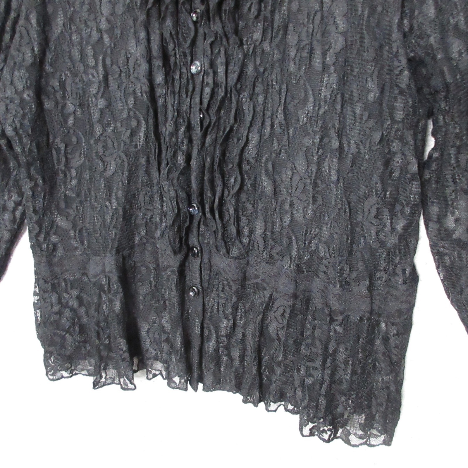 Coldwater Creek Top 2X Black Lace Ruffle Whimsigoth Victorian Dark Romantic
