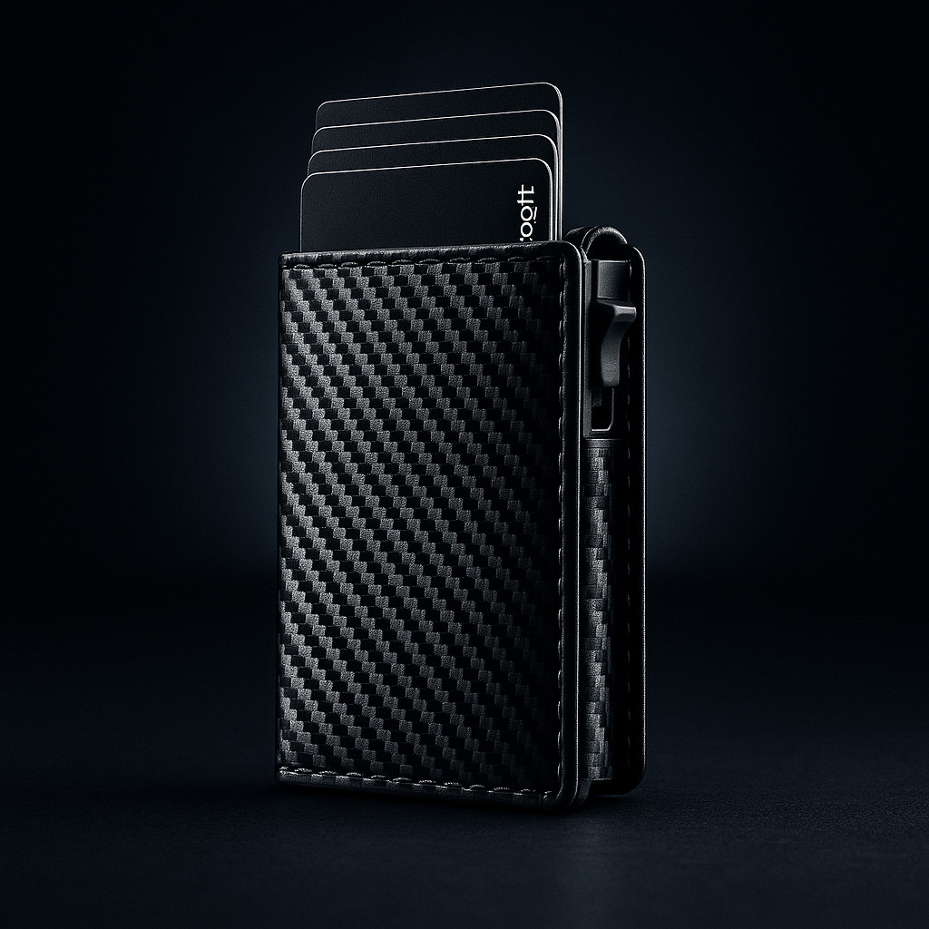 Slim Mens Wallet with RFID Protection – Stylish Bifold with Money Clip Carbon