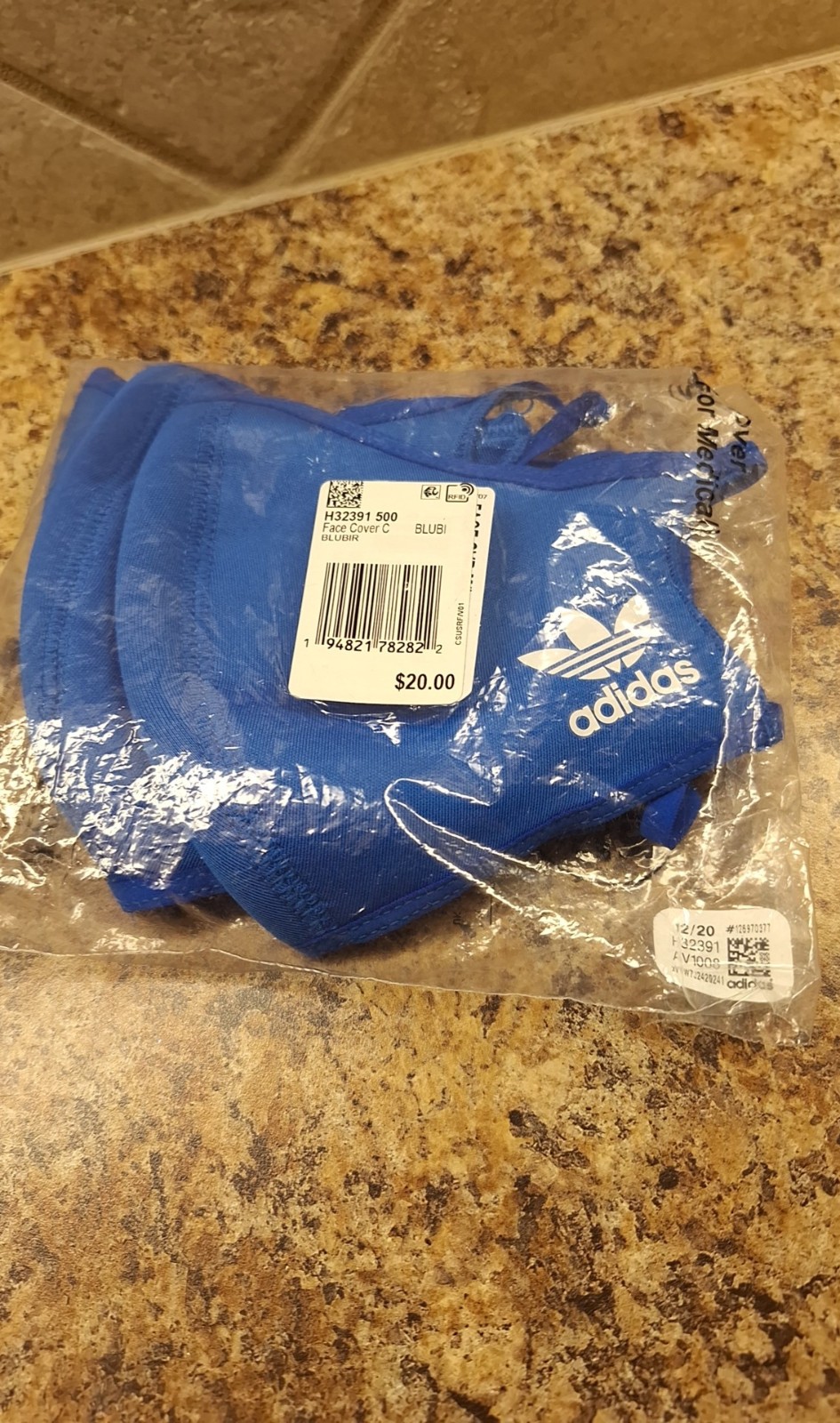 Adidas Face Masks Cover Protection Blue set of 2 in sealed package NEW