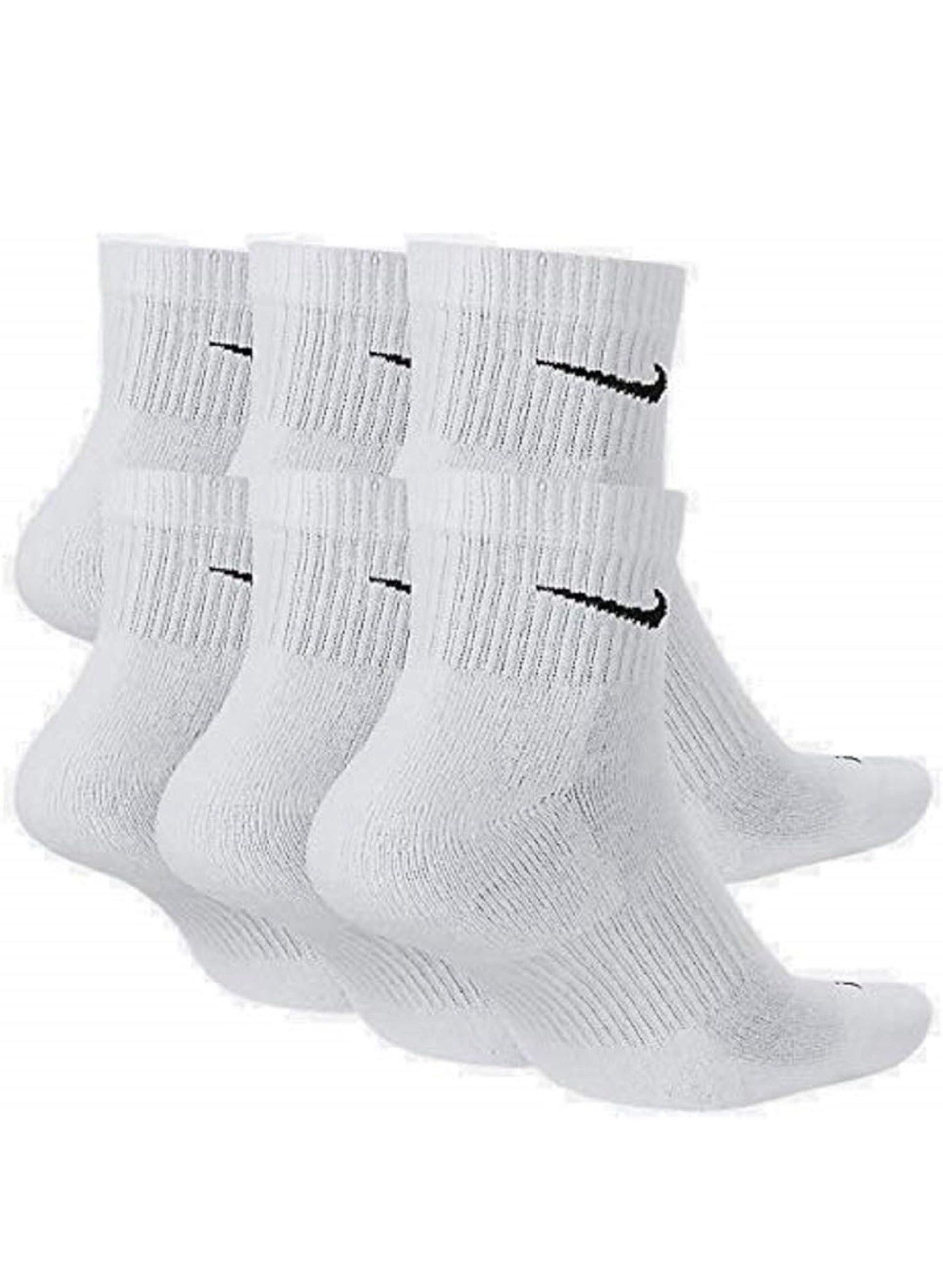 Nike Everyday Plus Cushion Drifit Men’s Ankle Socks, Size Large WHİTE 6pairs