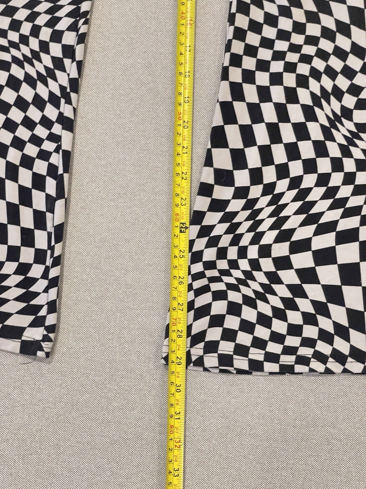 Black White Checkered Flare Pants Y2K Stretch Groovy No Boundaries Medium