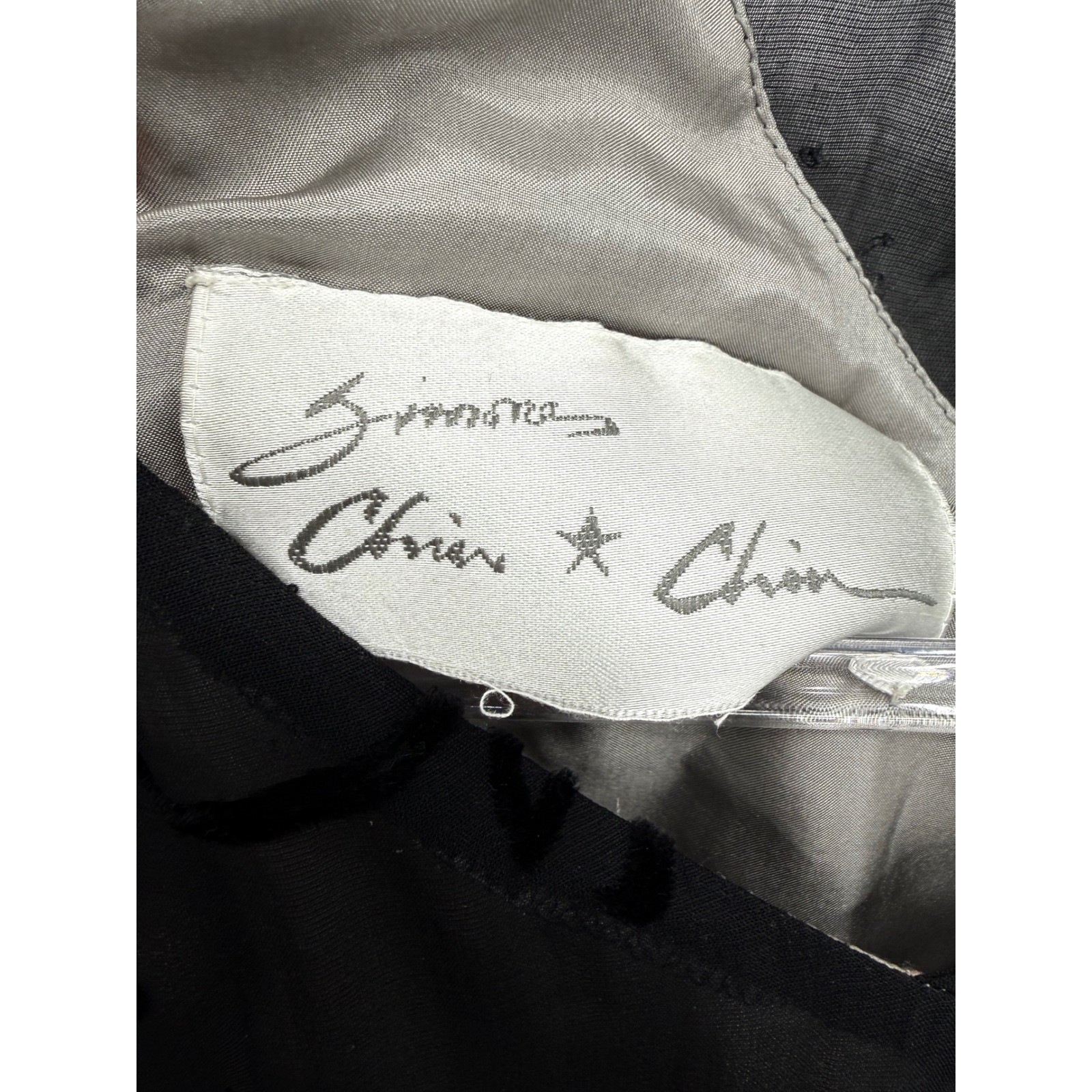 Simone Chin-Chin Dress Women M Black Calligraphy Devore Silk Burnout Avant Garde