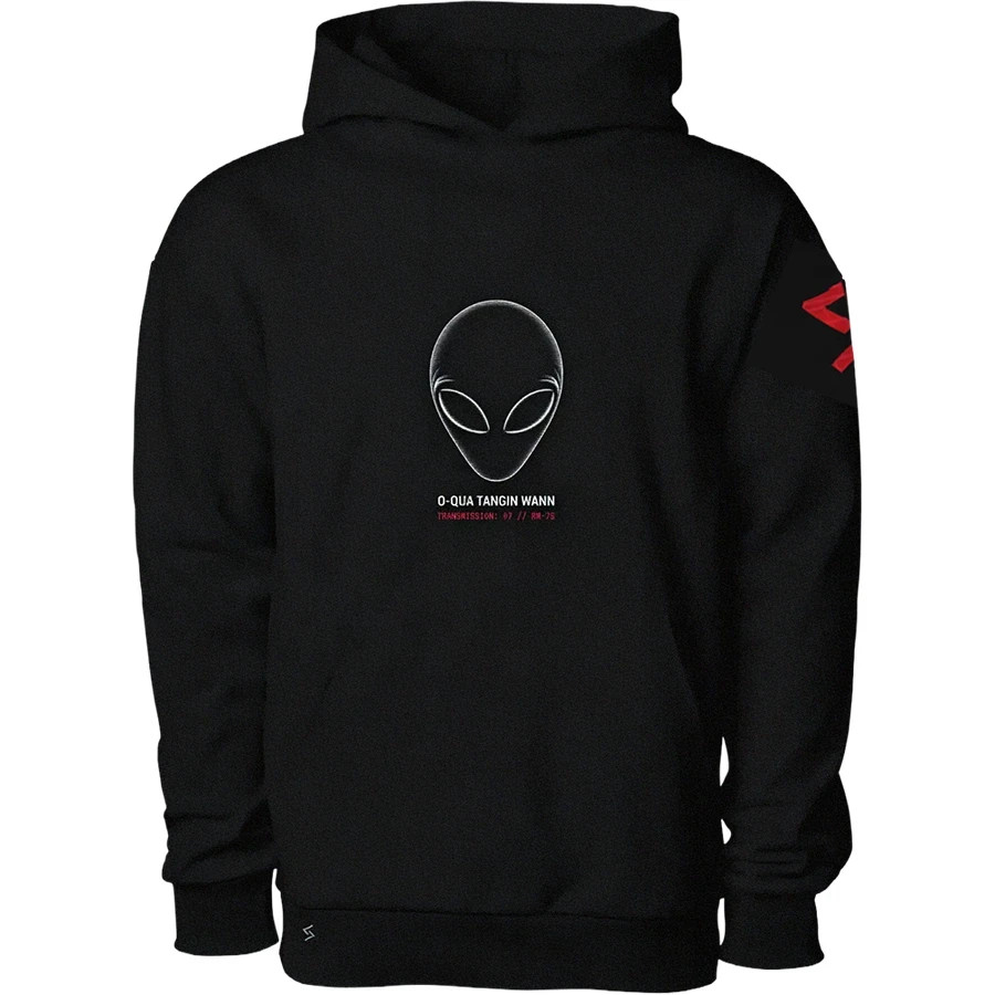 Riley Martin Hoodie Mens Black Alien Graphic Heavyweight Pullover Streetwear