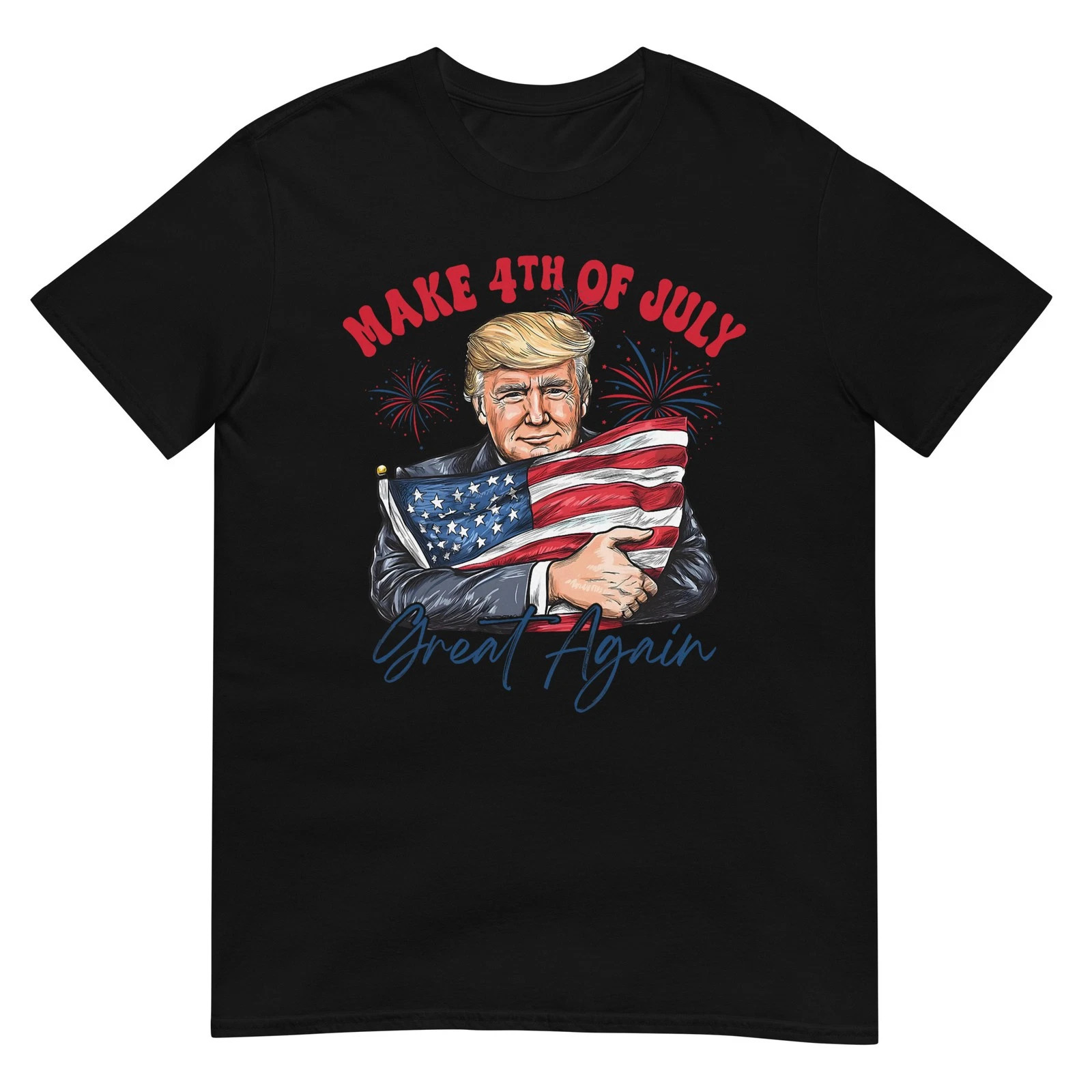 Make 4th Of July Great Again Funny Trump Patriotic USA Black T-Shirt