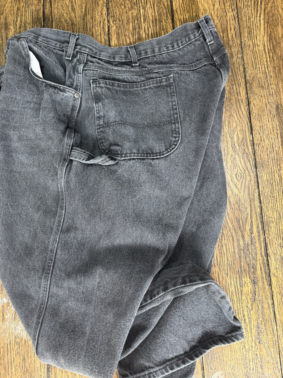 Dickies Men’s black Denim Jeans Dark Wash Relaxed Fit Straight heavy Sz 44×32