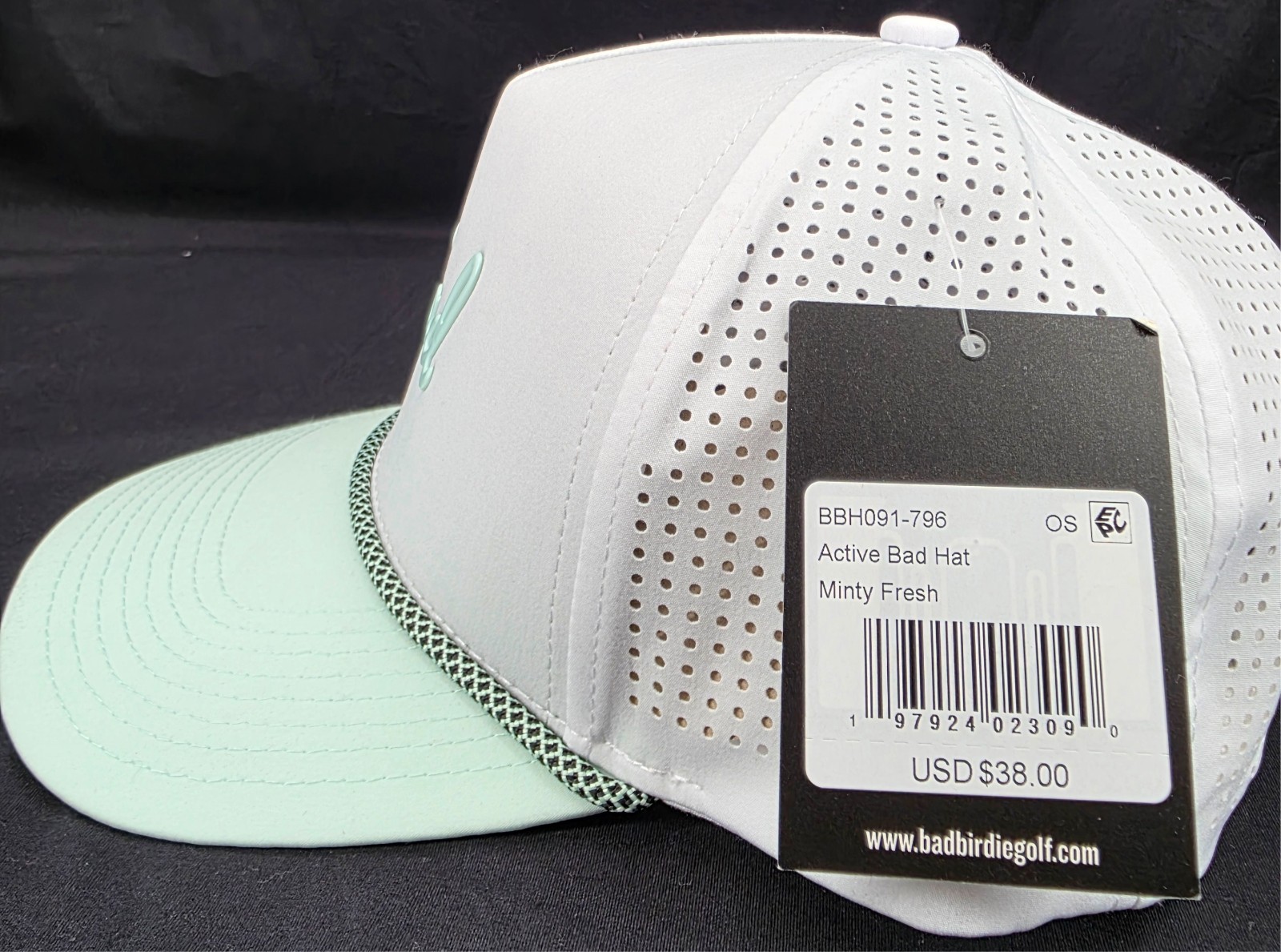 NEW Bad Birdie Active Bad Hat Minty Fresh White Polyester Snapback Golf Hat OSFM