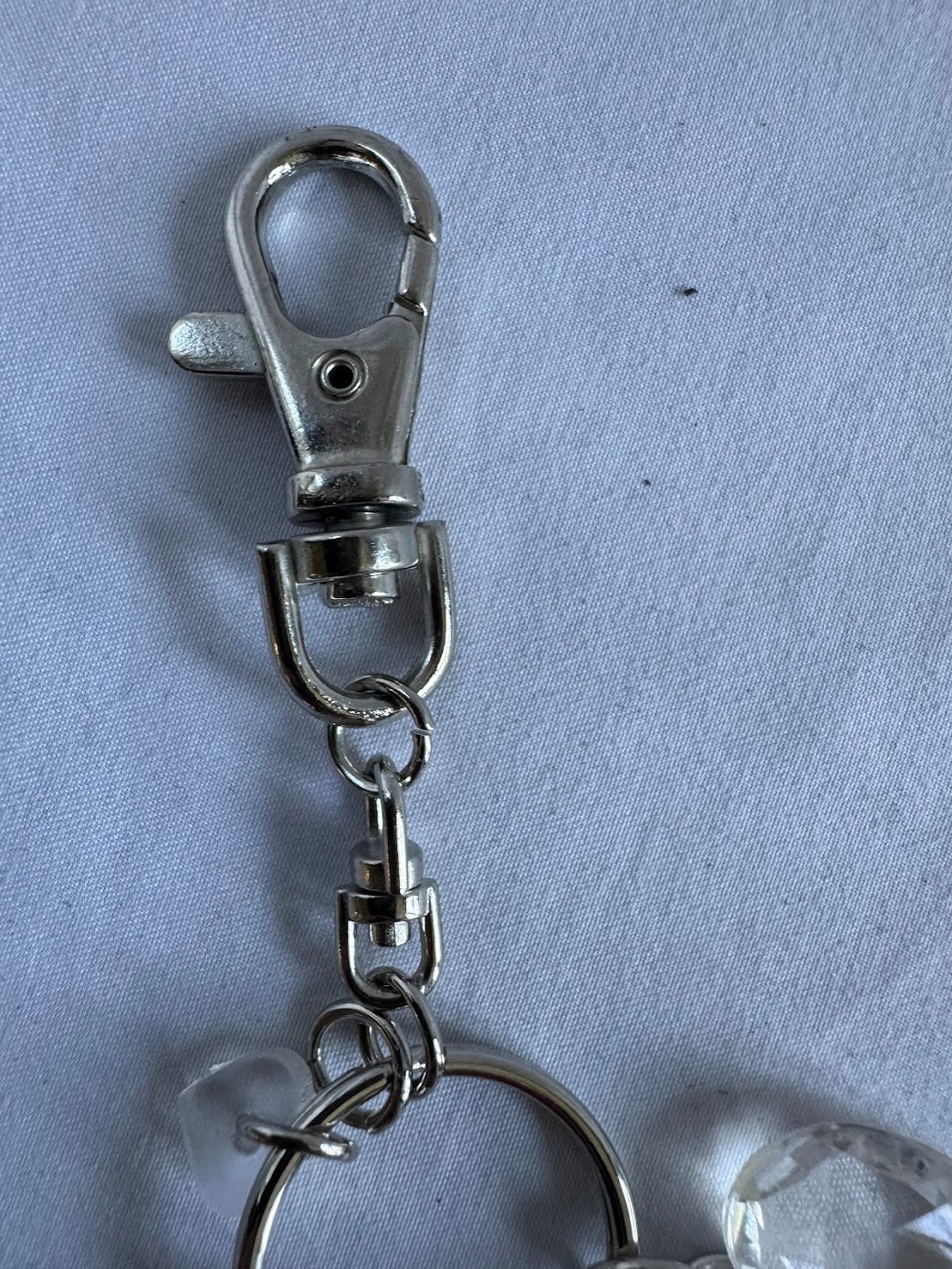 Silver Tone Multi Heart Charm Keychain Bag Access Shaker Rhinestone Lanyard 8″