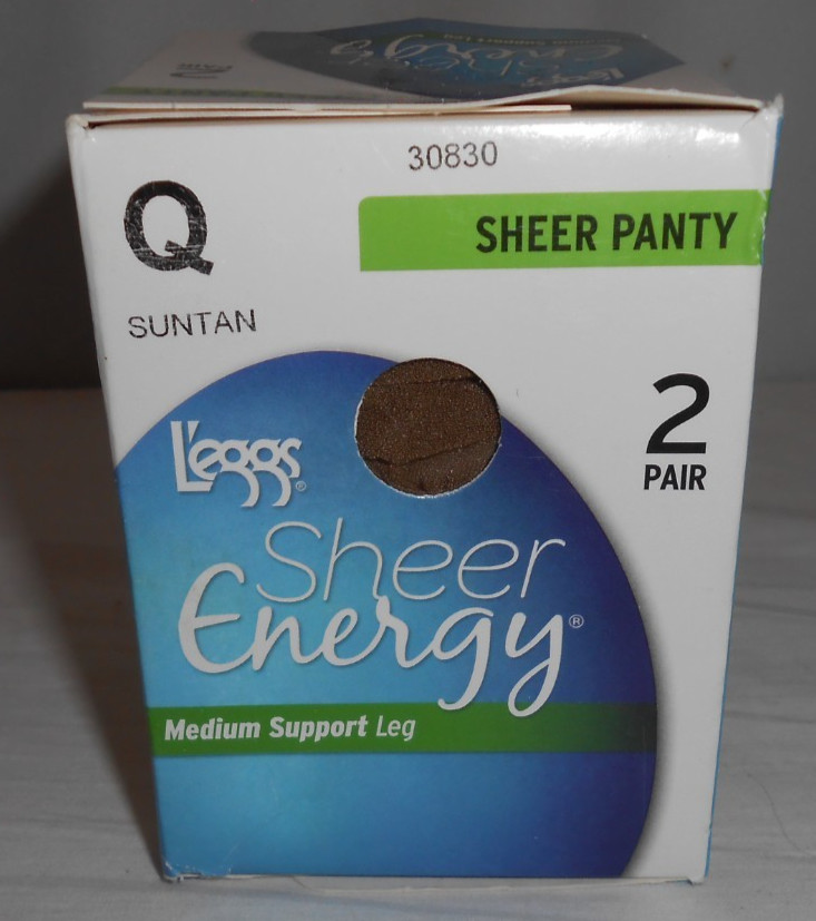 Leggs Sheer Energy 2 Pair (1 Box) Q Sheer Panty Suntan Medium Support Leg NEW