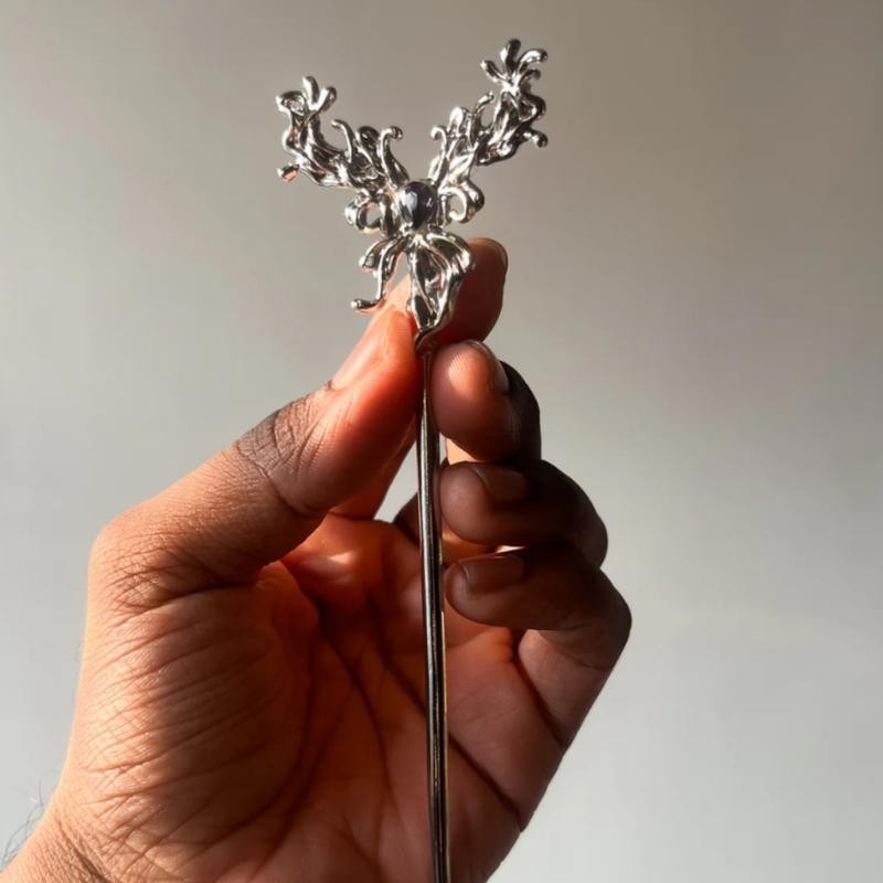 Boho Style Silvery & Violet Fairy Core Butterfly Chinese Hairpin 16 Cm