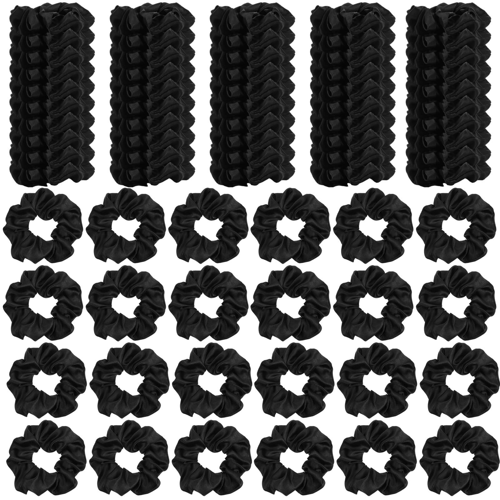 80 Silk Scrunchies Hair Ties – Large Satin Elastic Bands for All Hair Types – Vi