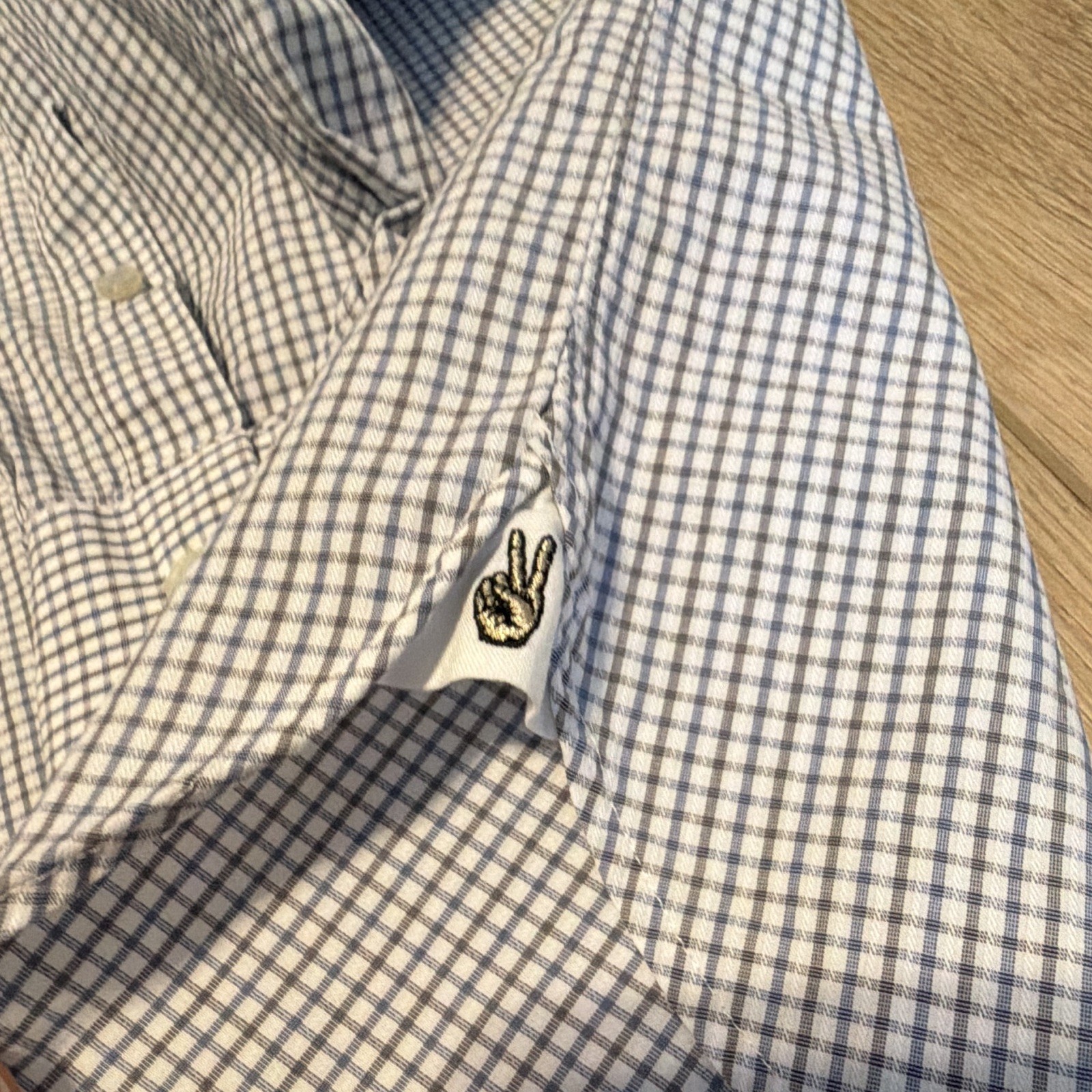 John Varvatos U.S.A. Men’s Trim Fit Blue/White Check Dress Shirt 17.5 32/33