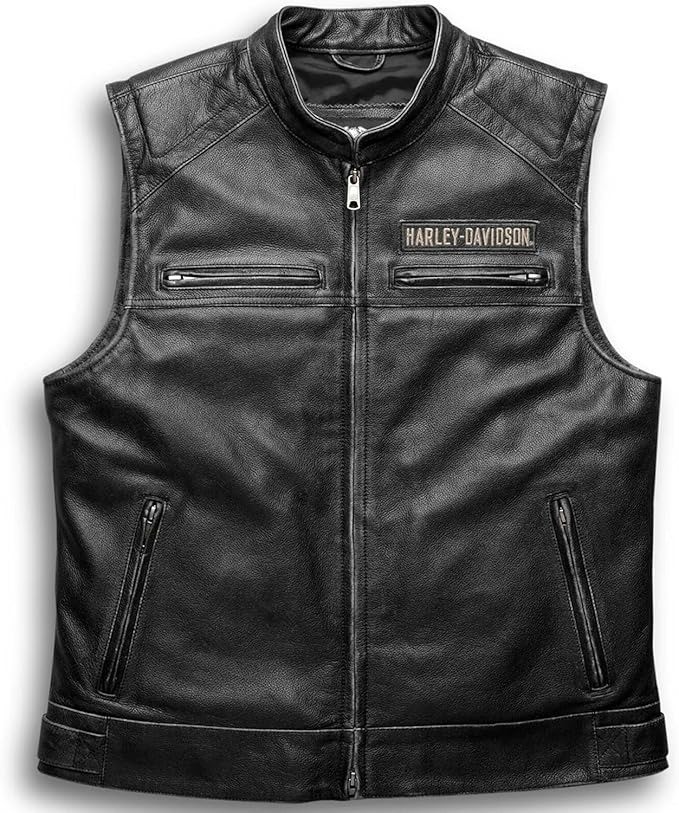 Harley Davidson’s Vest Men’s Passing Link Motorcycle Real Leather Cow Biker