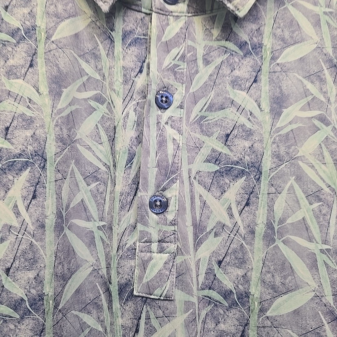 7D 7 Diamonds Polo Shirt Men’s Size XXL Hawaiian Print Golf Blue and Gray Casual