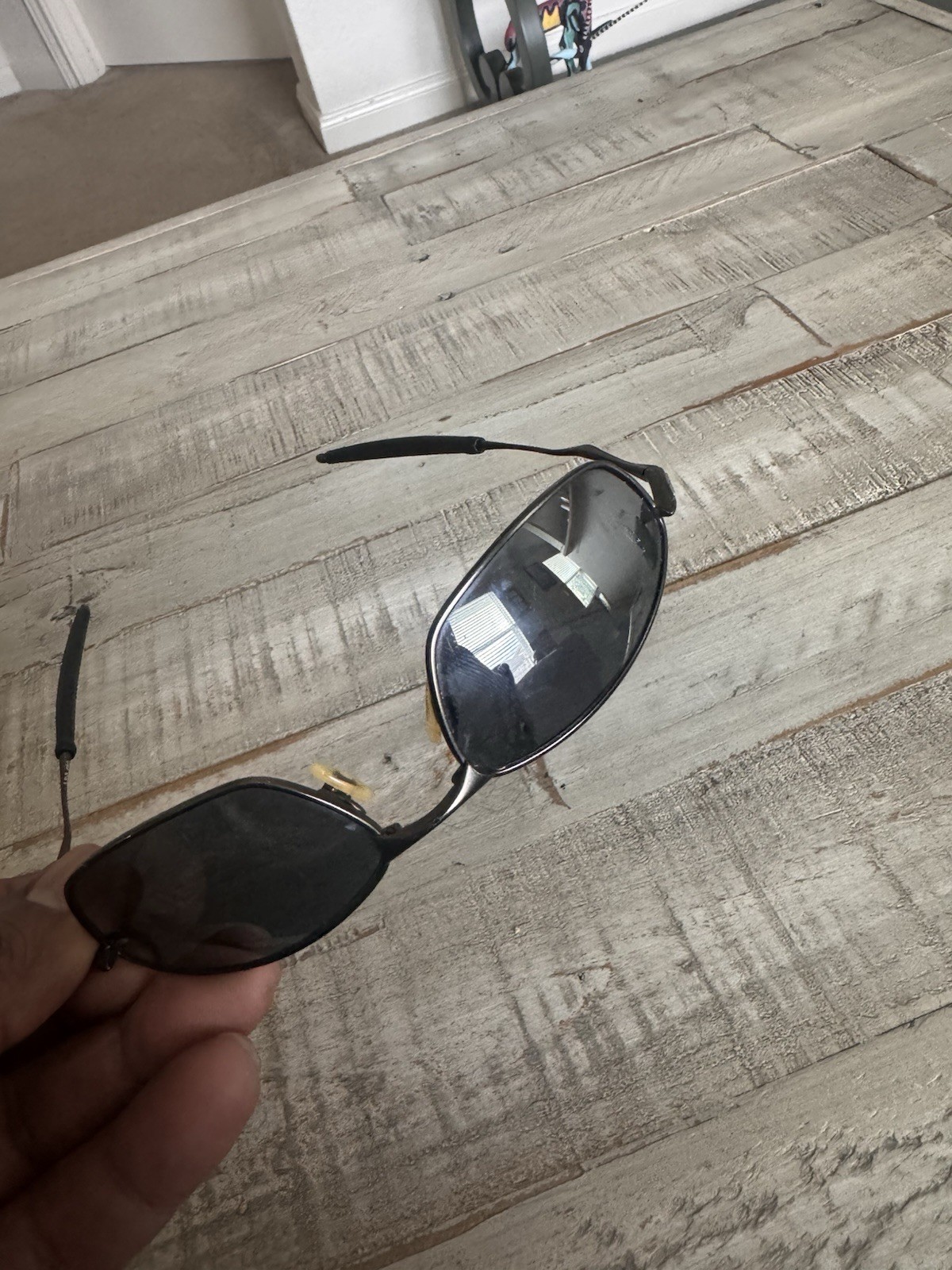 Oakley Whisker Pewter Black Sunglasses Frames 12-849 60-19 Polarized Metal Oval