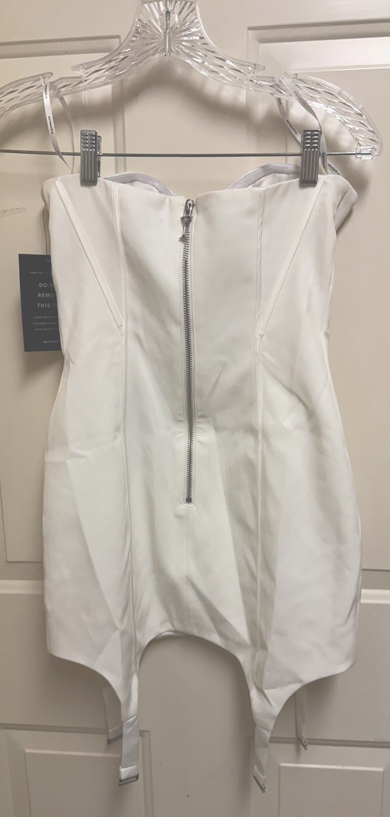 NWT $448 Retrofete SZ XXS White Tegan Garter Style Hem Dress Bridal Bachelorette