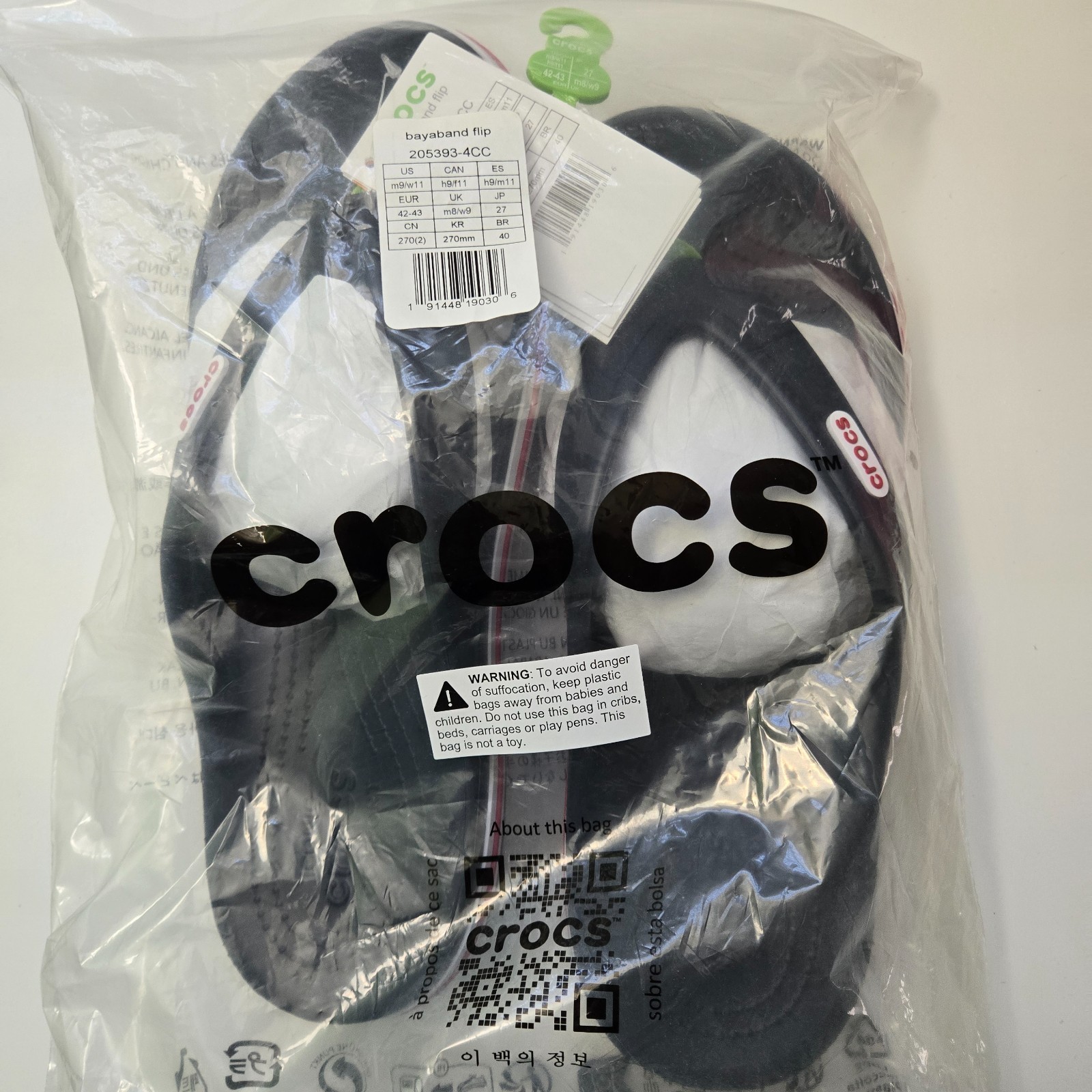Crocs Bayaband Flip 205393 M9 W11 Navy Pepper New With Polybag Comfort Sandals