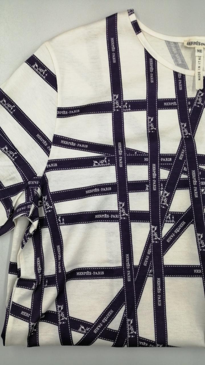 Hermes ME Cotton T-Shirt Top, Size M, 24cm Sleeve, 38in Length