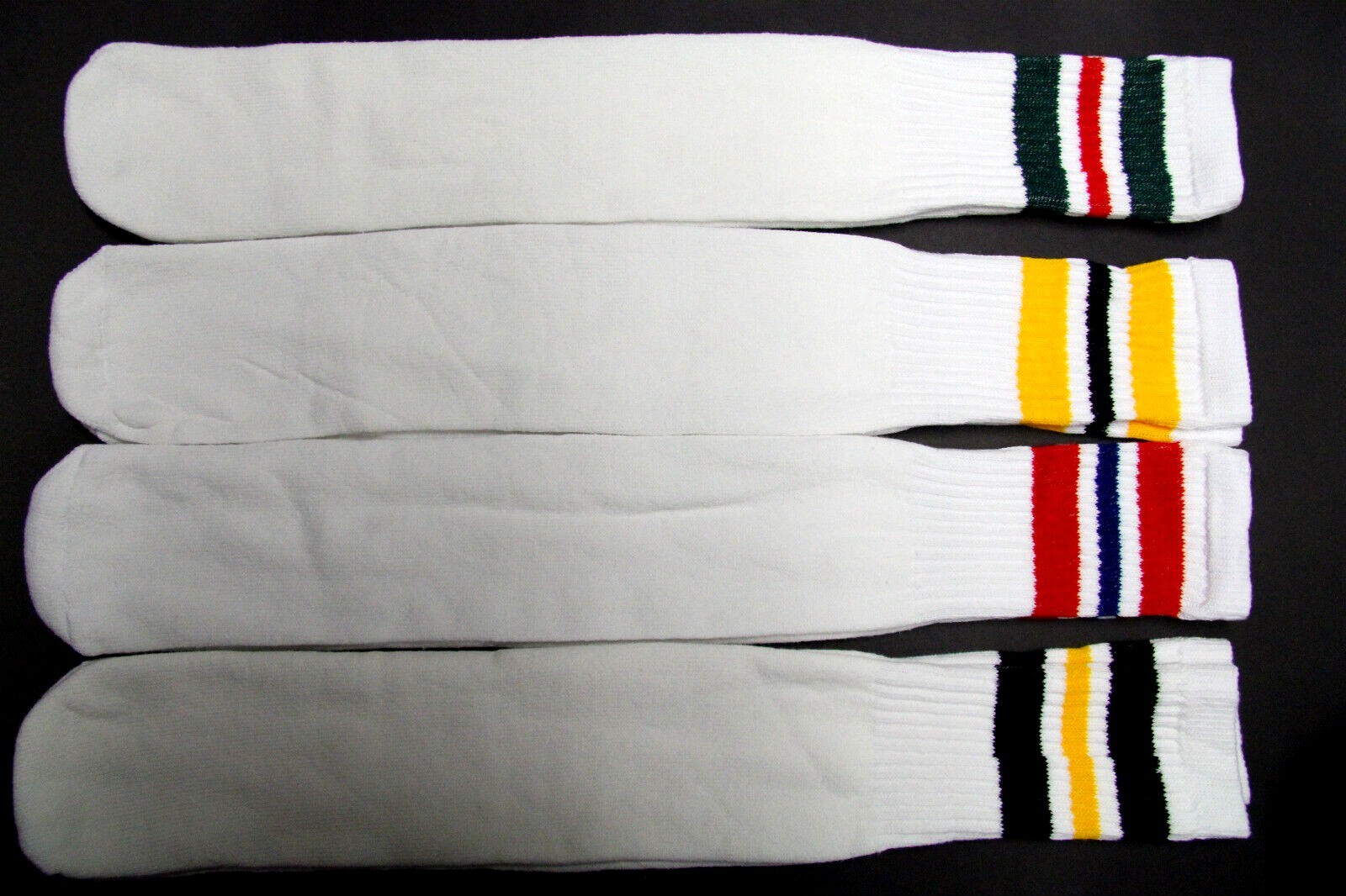 1 pairs 24 INCH LONG TUBE SOCKS WHITE STRIP MEN’S & WOMEN’S CREW BOOTS KNEE HIGH
