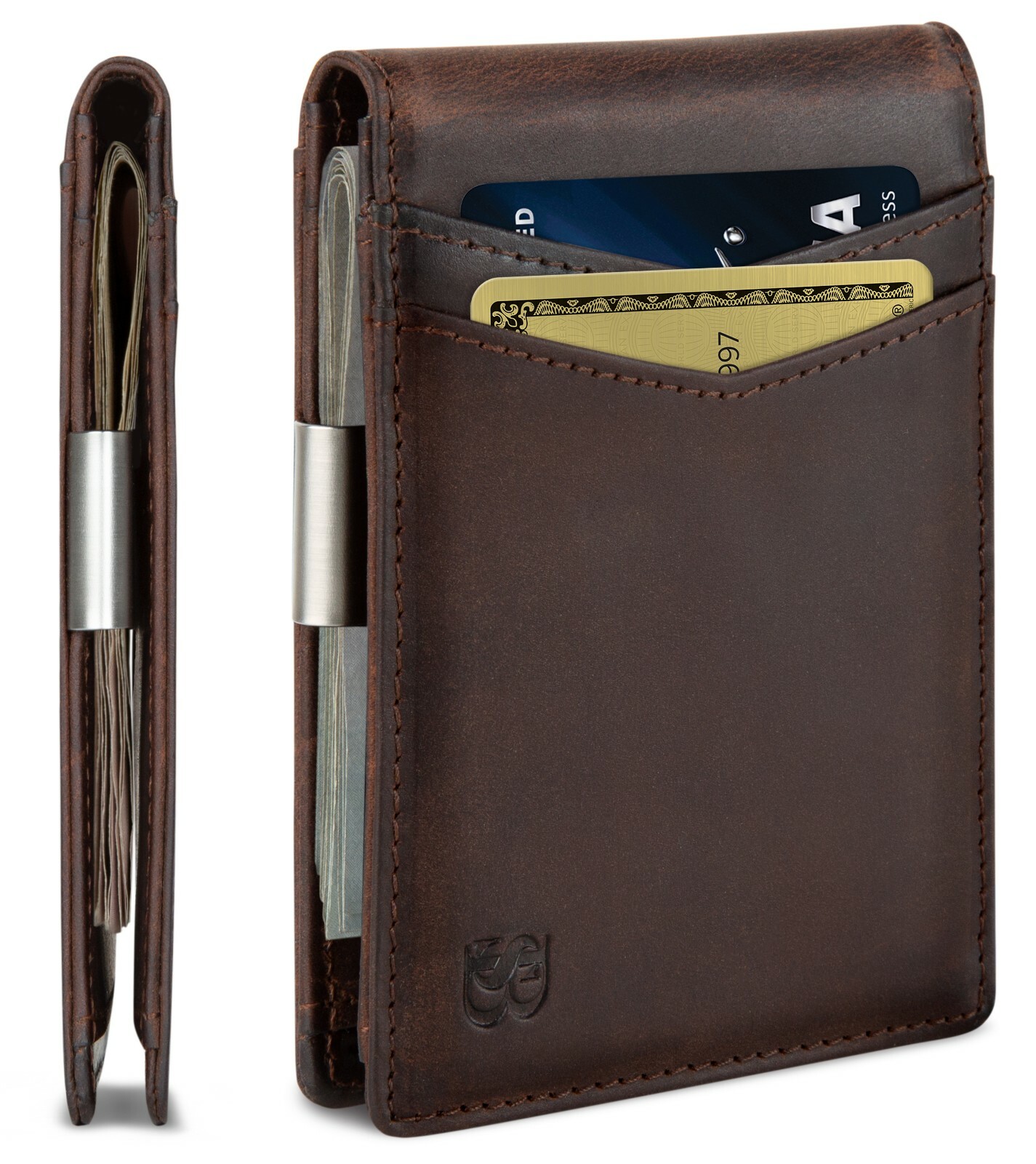 SERMAN BRANDS Money Clip Wallet – Mens Wallets Slim Front Pocket RFID Blocking