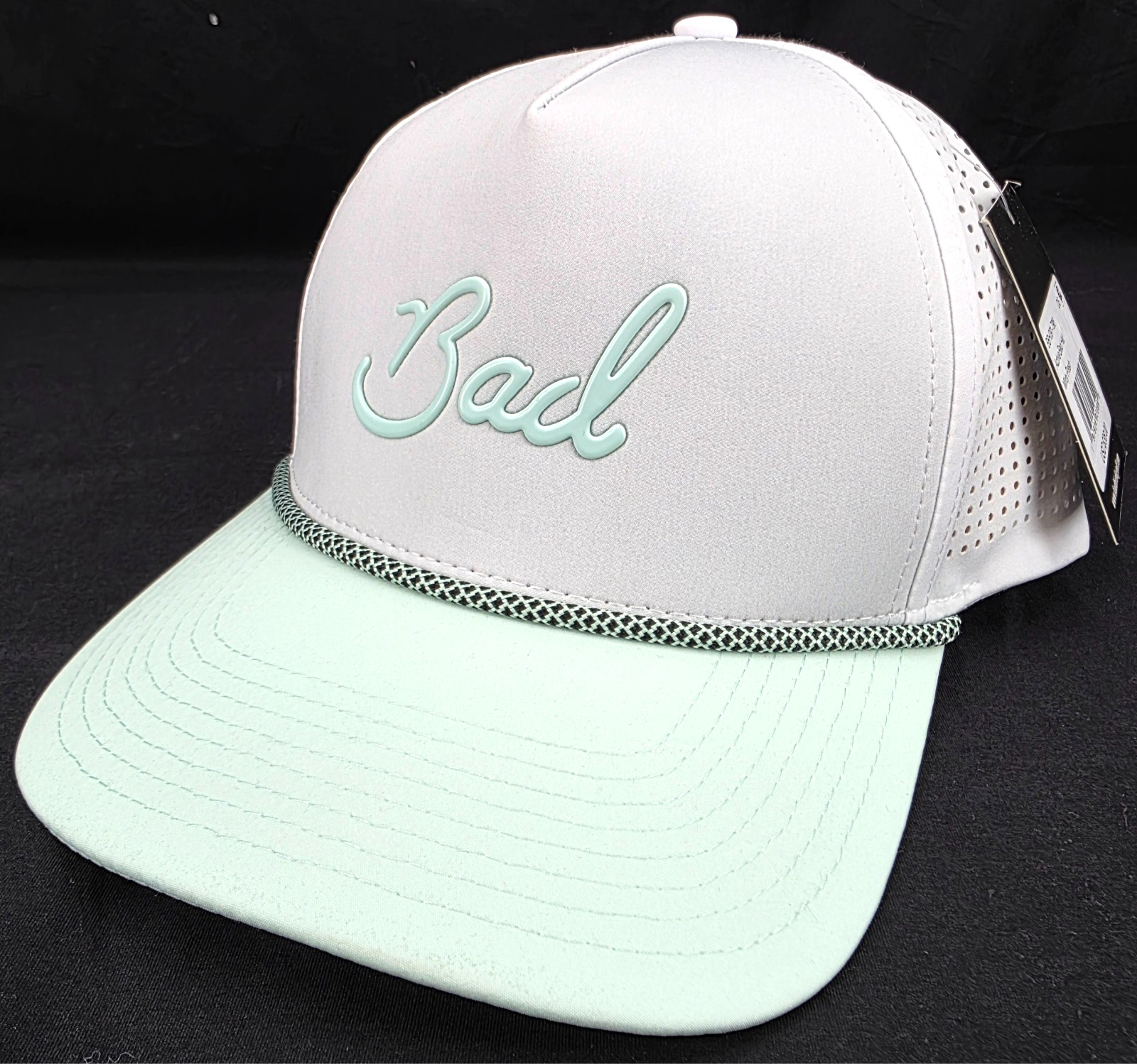 NEW Bad Birdie Active Bad Hat Minty Fresh White Polyester Snapback Golf Hat OSFM